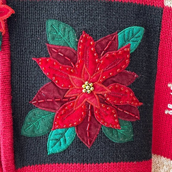 VINTAGE Y2K Tiara International Winter Botanical Ugly Christmas Sweater Sz 18/20 - Picture 4 of 5
